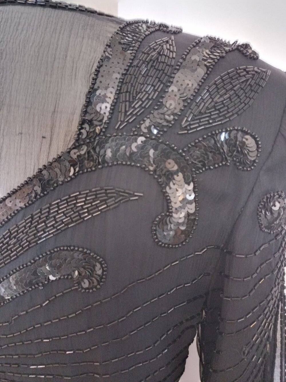 Vintage 1980s Stenay Silk Beaded Dress | NWT | Art Deco Dynasty Glam - Picture 4 of 17